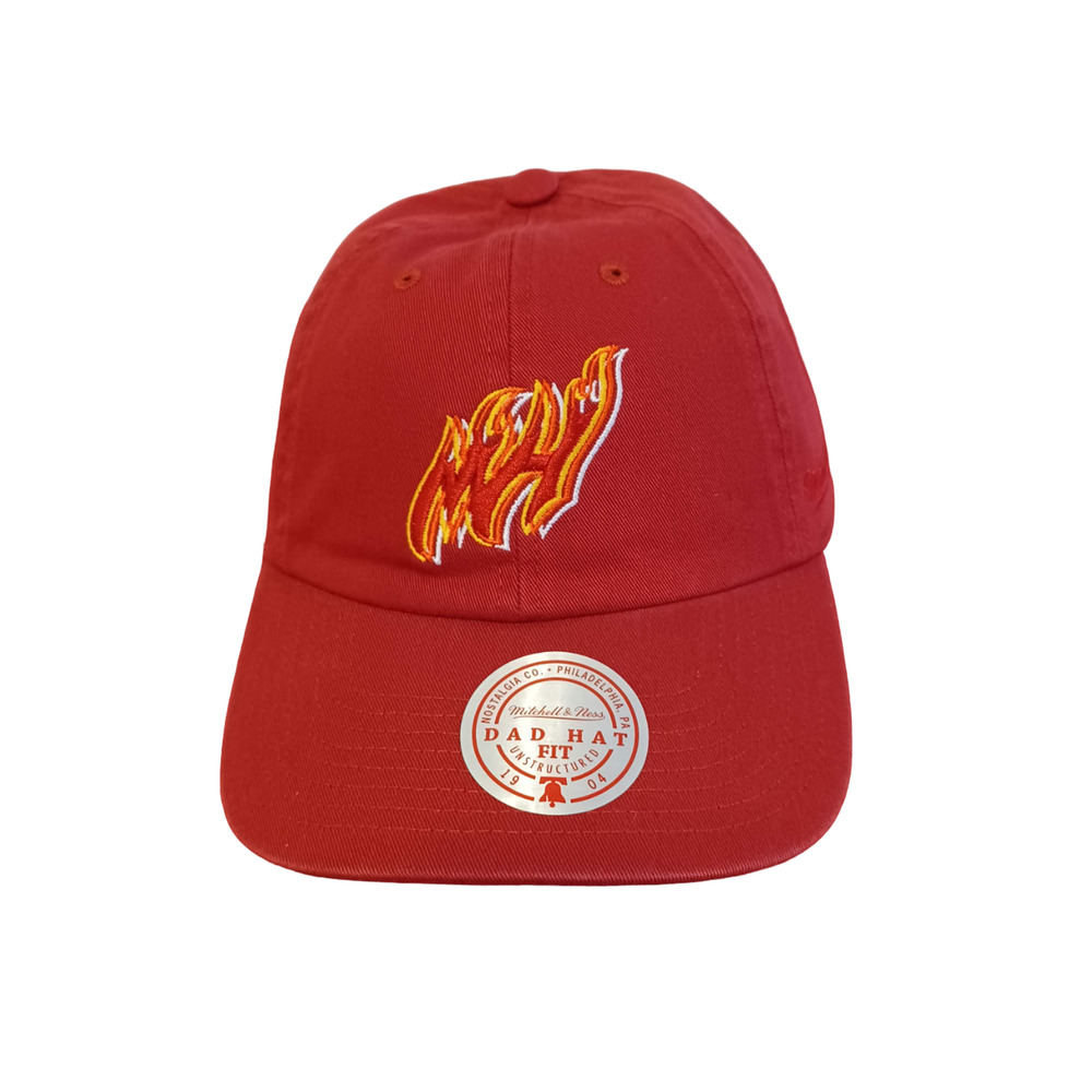 Mitchell & Ness Red Miami Heat NBA Basketball HWC Men's Cap Hat Dad Fit NWT
